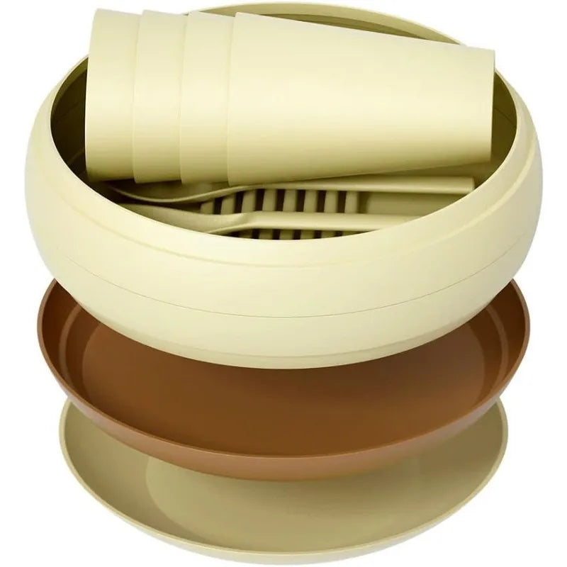 Portable Camping Tableware Set – Plates, Cups, Bowls & Utensils