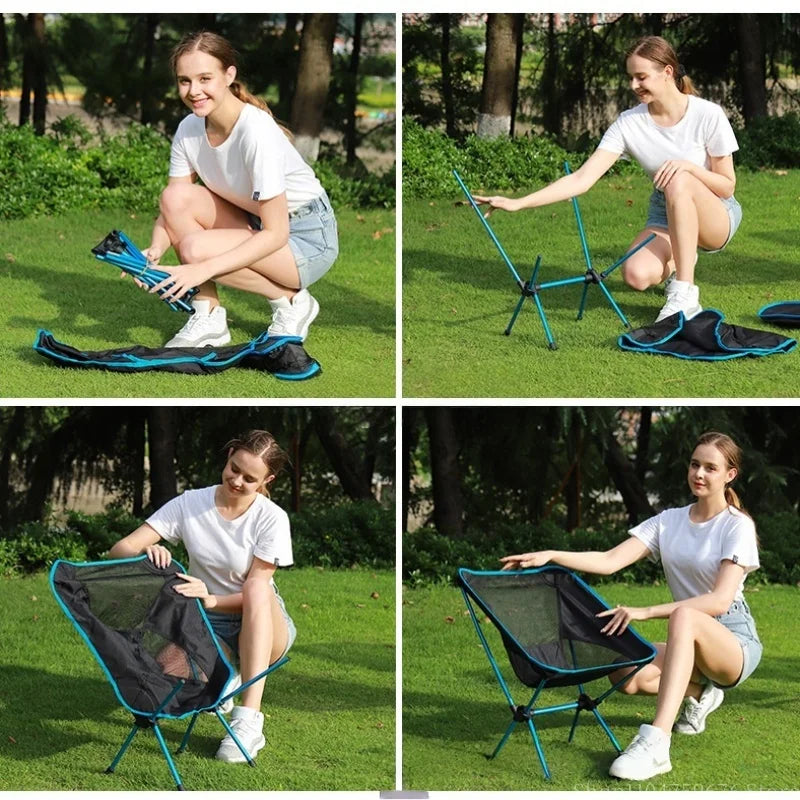 Ultralight Foldable Outdoor Chair – Camping, Fishing, Reclining Moon Chair