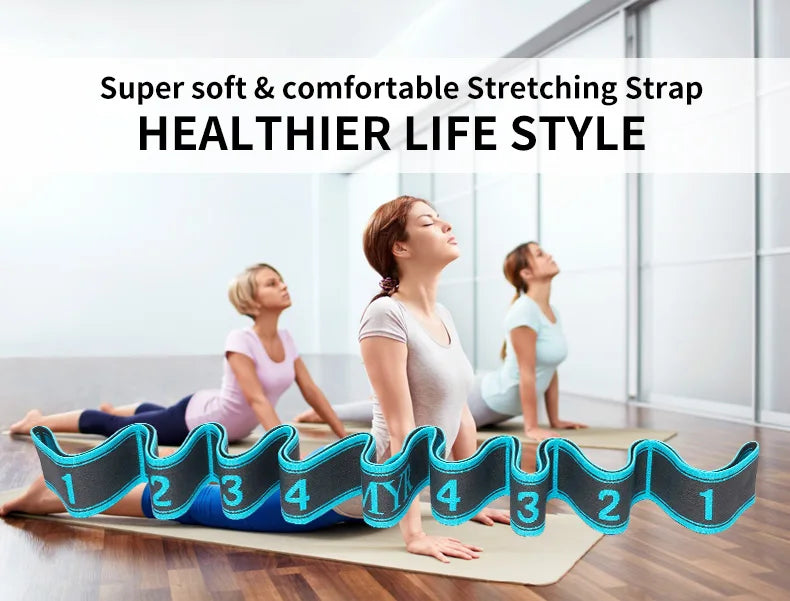Elastic Yoga Stretching Strap with Loops – Multi-Sport Flexibility Band