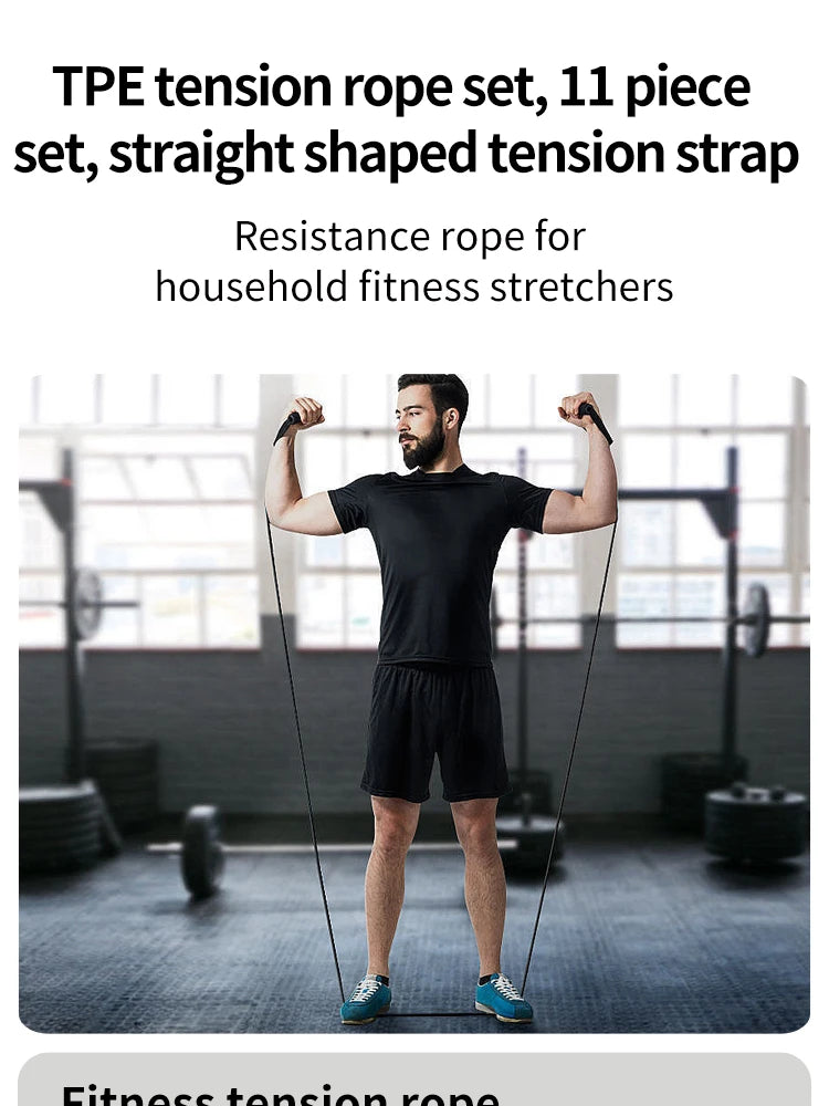 11-Piece TPE Resistance Band Set with Handles & Accessories
