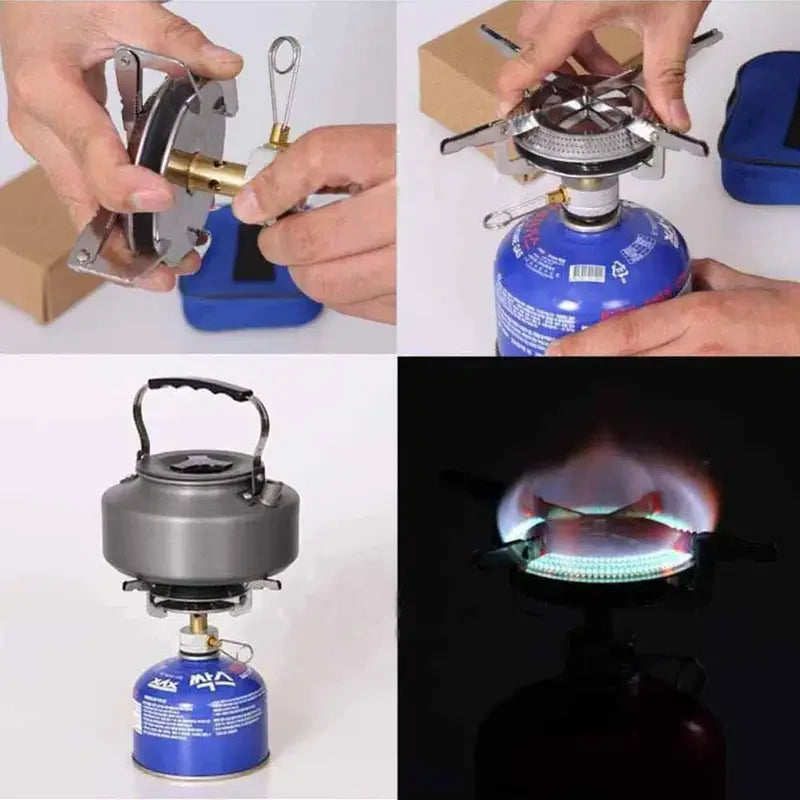 Windproof Portable Camping Gas Stove – Foldable Electronic Stove Head for Hiking