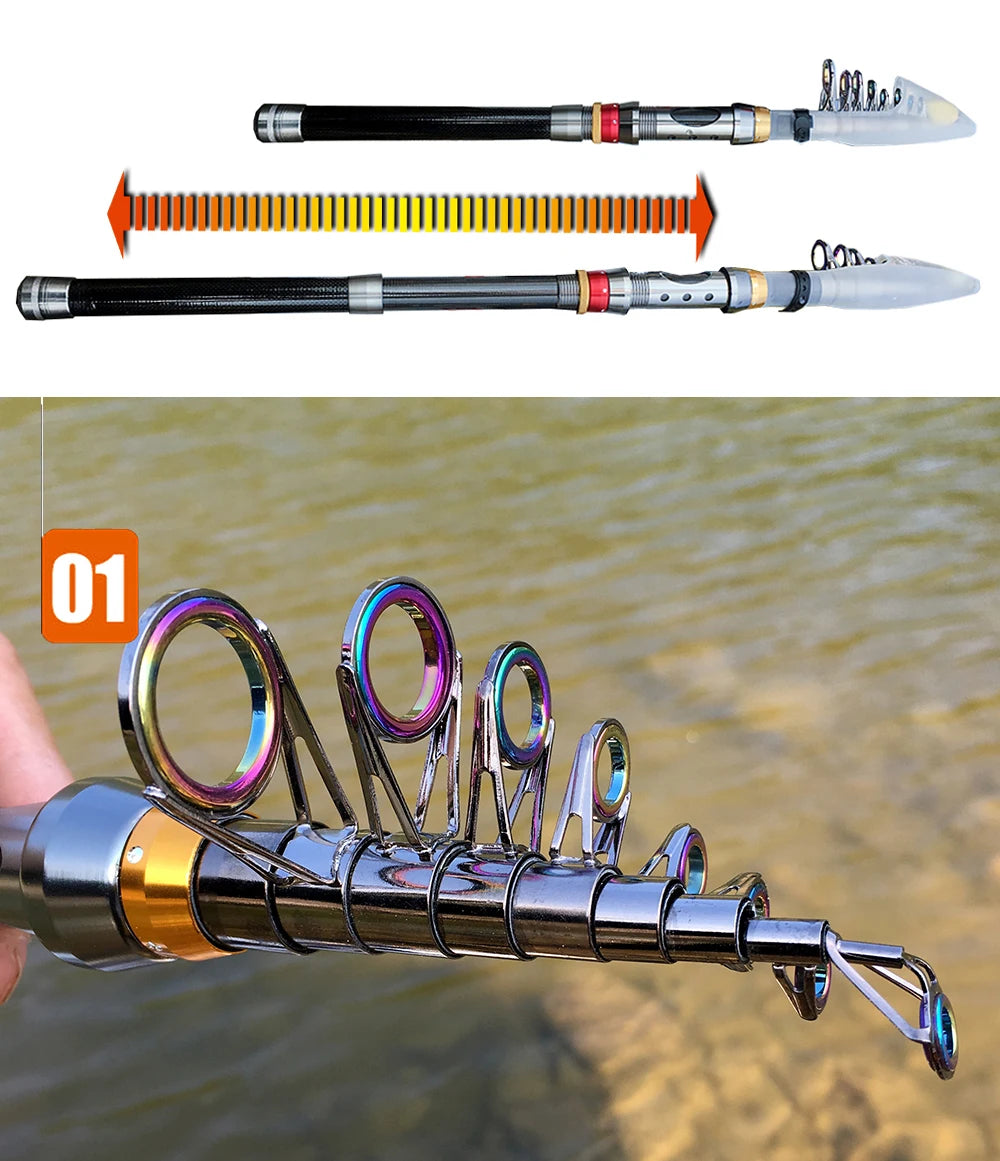 Telescopic Carbon Fiber Fishing Rod & Reel Combo 1.8–3.6m