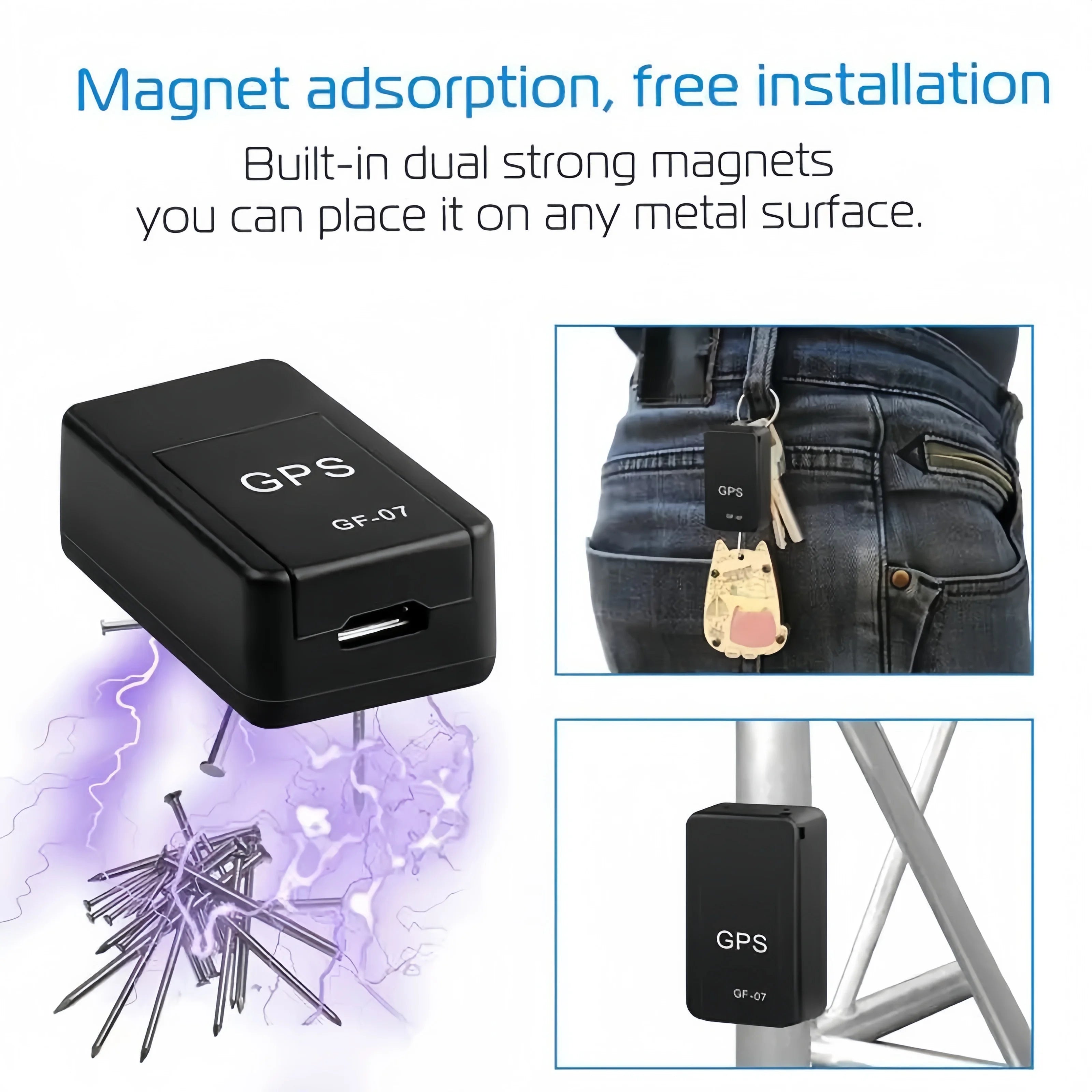 Mini GF07 GPS Tracker – Real-Time Tracking with Magnetic Mount & SIM Alert