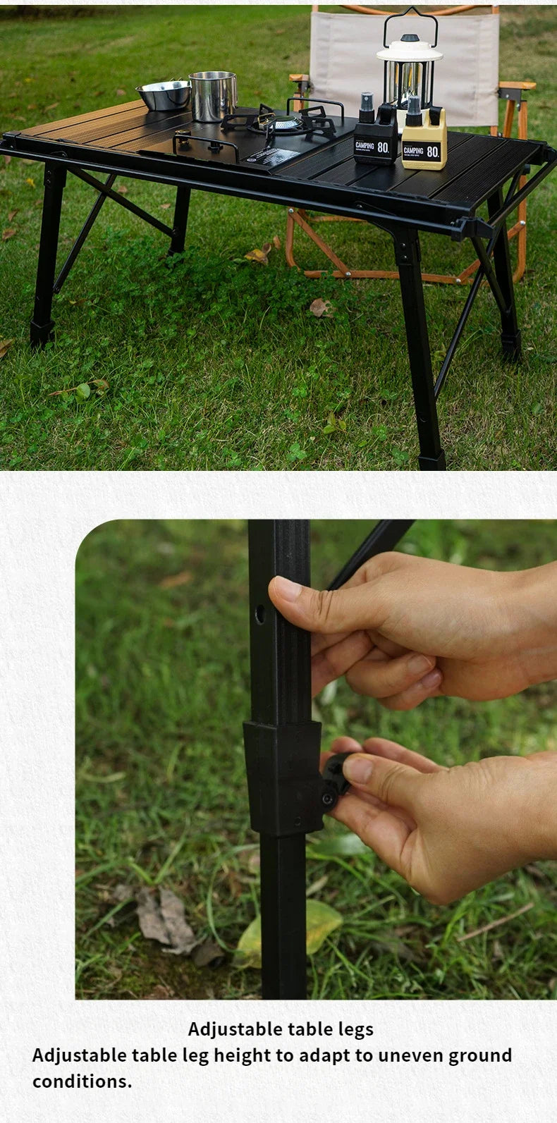 NOBANA&GLS Folding IGT BBQ Table – Adjustable & Lightweight
