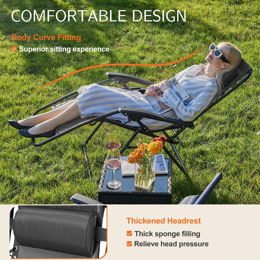Set of 2 Zero Gravity Recliner Chairs with Cup Holders
