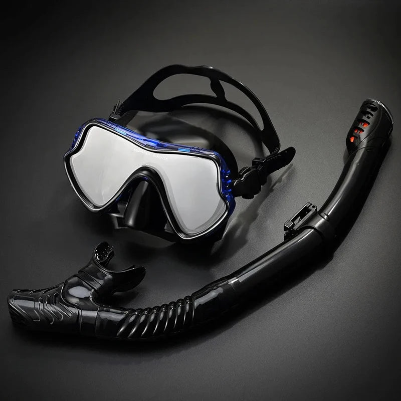 Professional Dry Snorkel Set – Panoramic Wide View Anti-Fog Diving Mask with Dry Tube