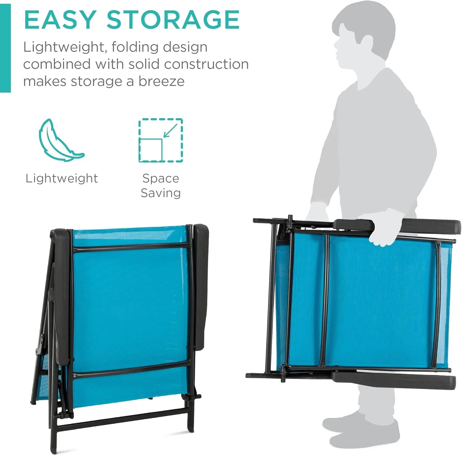 Set of 2 Adjustable Outdoor Patio Chaise Lounge Chairs – Folding Pool Loungers