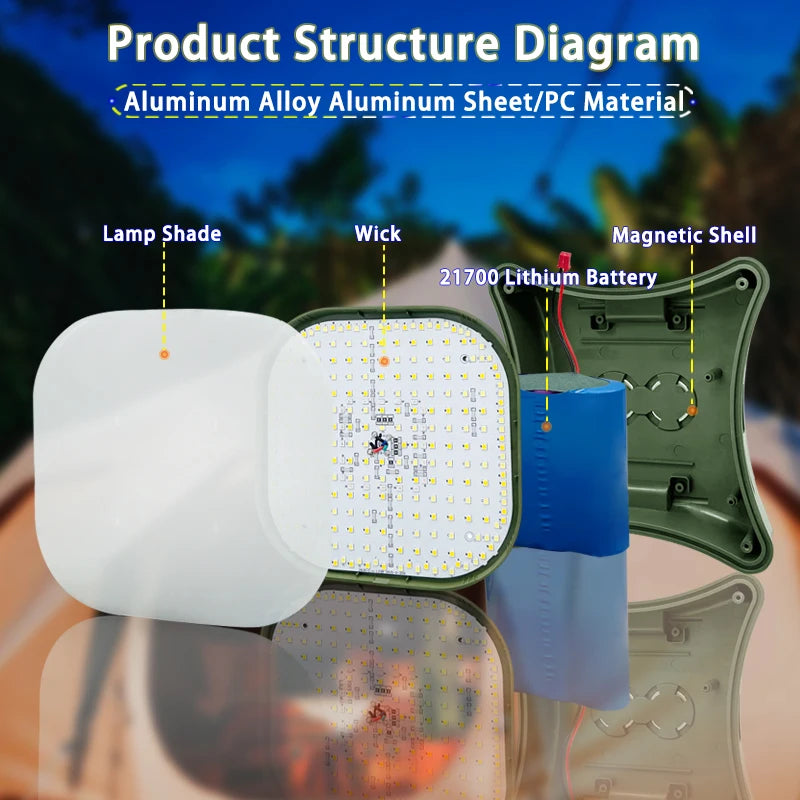 MOSLIGHTING 80W Solar Camping Lantern – Zoom Torch with Magnet & Strong LED Light