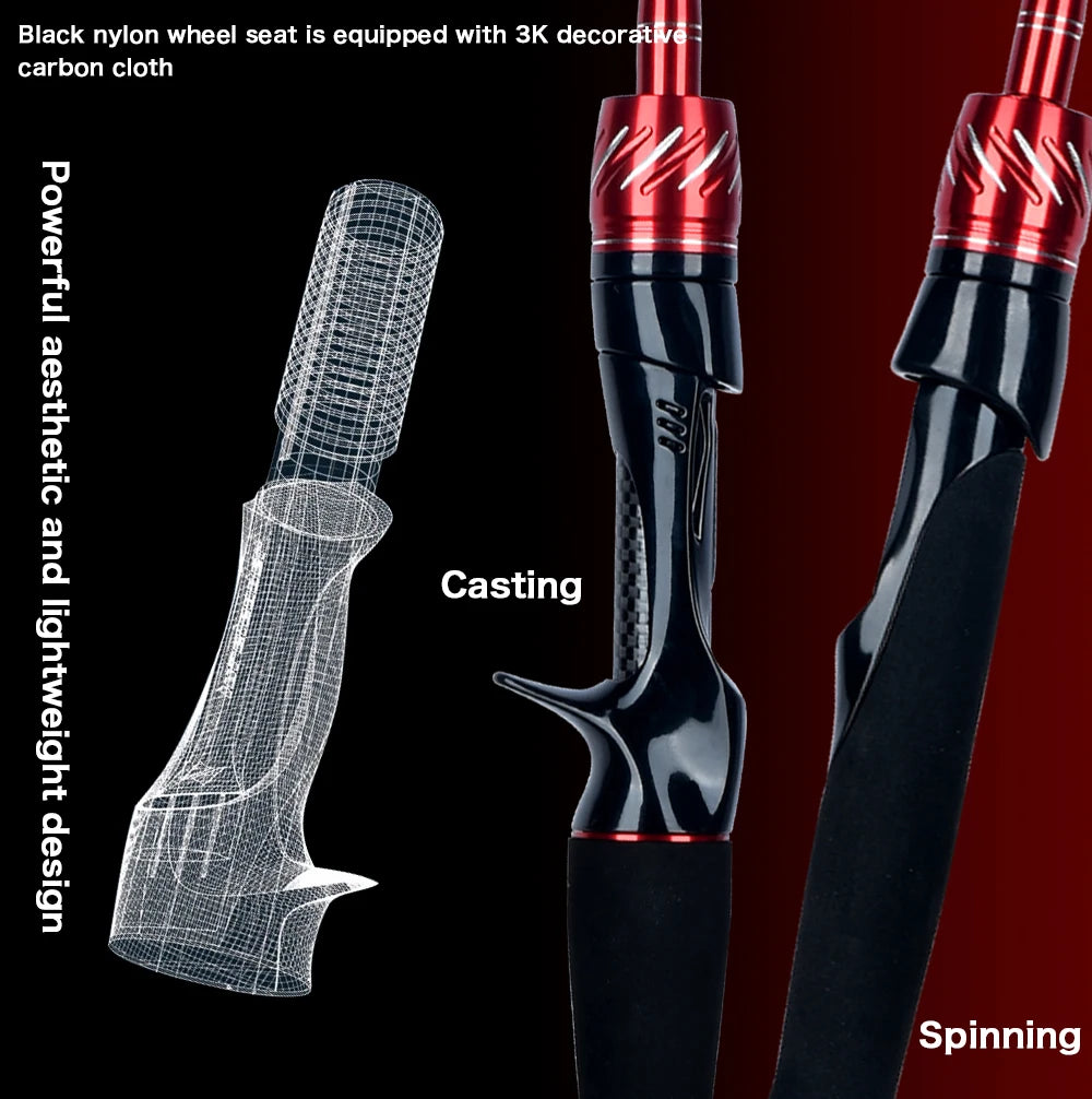 BIUTIFU Ultralight T800 Carbon Travel Rod – Spinning/Casting