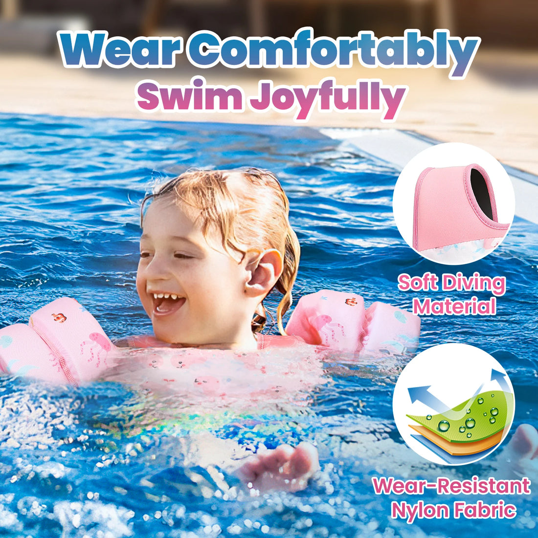 Children’s Swim Life Vest with Arm Floats & Whistle