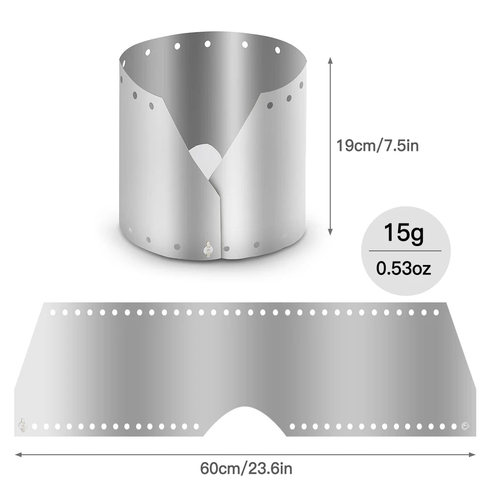 Titanium Camping Stove Windshield – Foldable 15/19cm