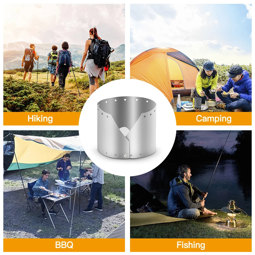 Titanium Camping Stove Windshield – Foldable 15/19cm