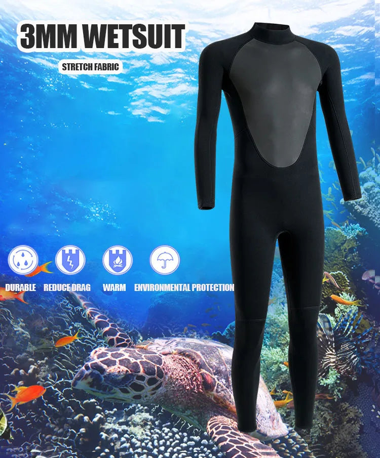 3MM Neoprene Wetsuit for Men – Full Body Diving & Surfing Suit