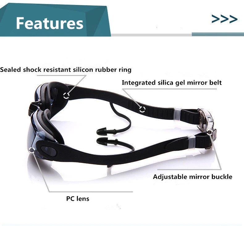Adult Anti-Fog UV Swimming Goggles with Earplugs
