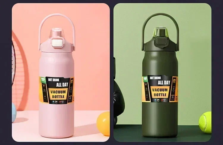 Vacuum Insulated Stainless Steel Water Bottle with Straw – Hot & Cold Thermos