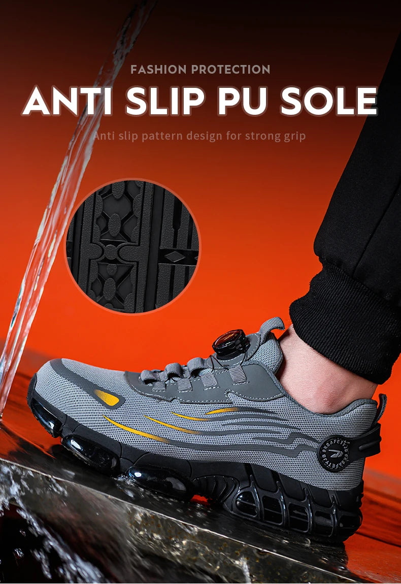 Men’s Safety Work Shoes – Anti-Smash, Anti-Puncture with Rotating Buckle