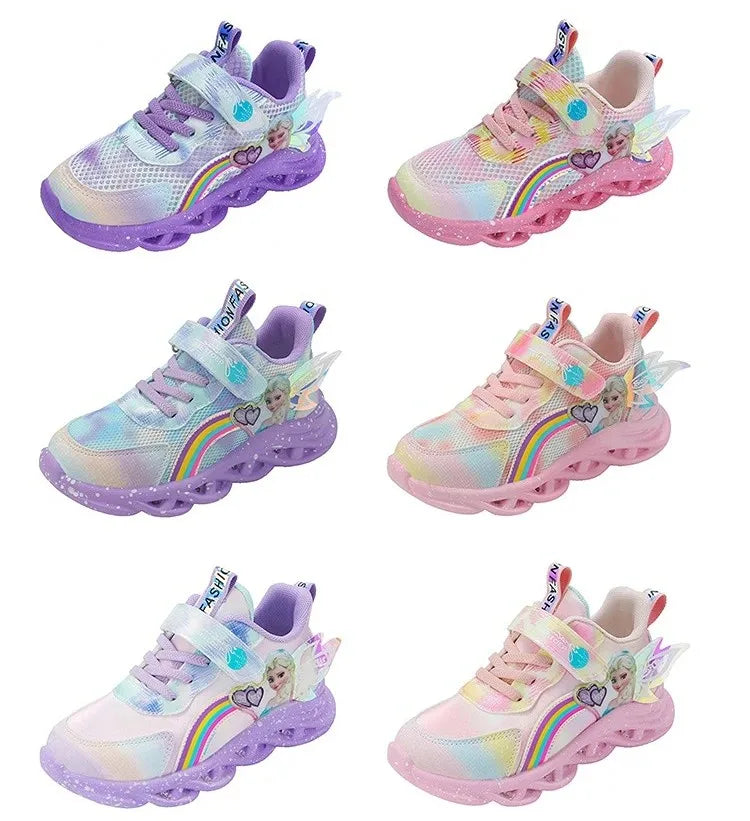 Disney Girls' LED Princess Sneakers – Elsa Pink & Purple