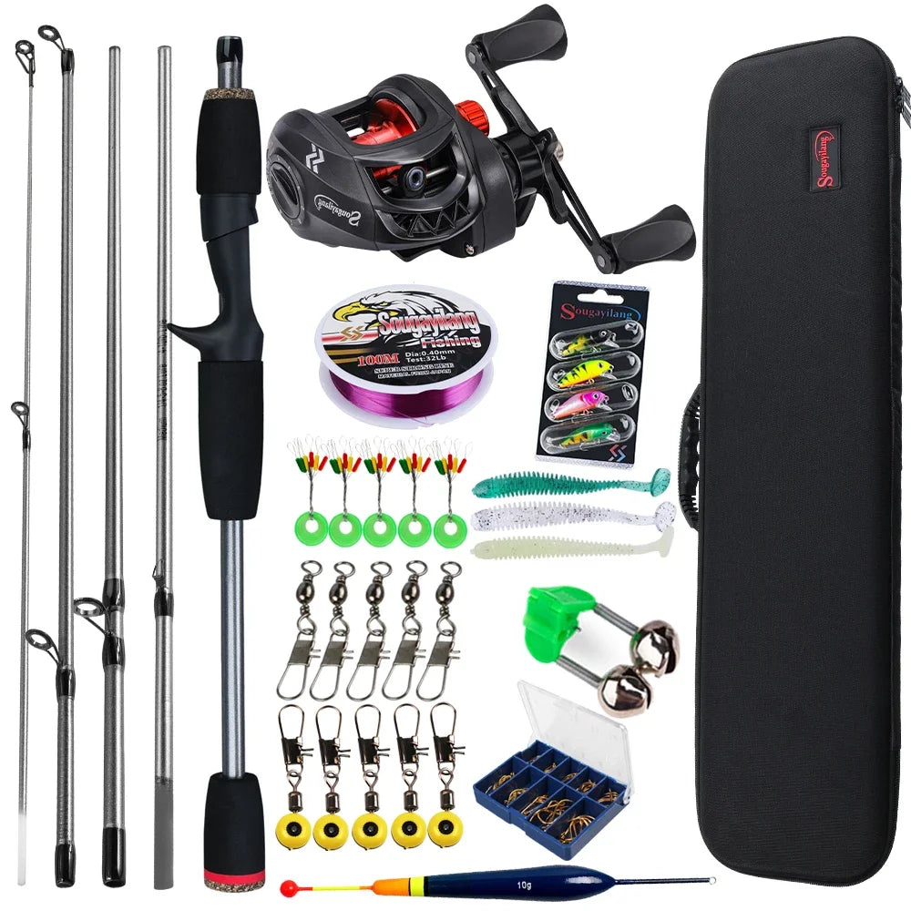 Sougayilang Baitcasting Combo Kit – 5-Section Rod + 7.2:1 Reel