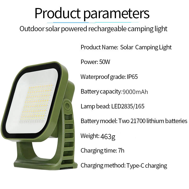 MOSLIGHTING 80W Solar Camping Lantern – Zoom Torch with Magnet & Strong LED Light