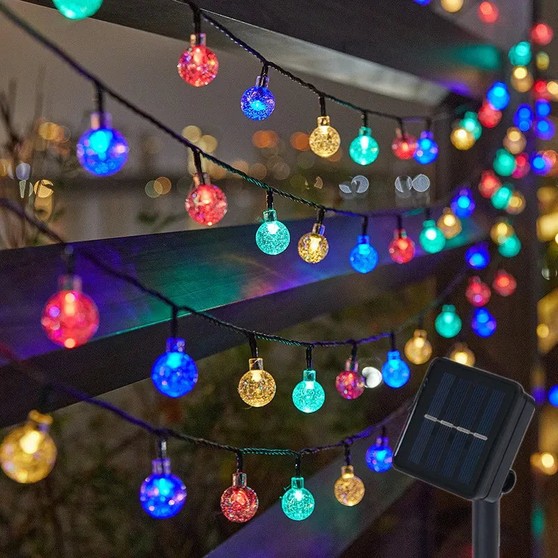 2024 Solar Crystal Globe String Lights – Waterproof IP65 LED Fairy Lights for Outdoor Garden, Patio, Party & Holiday Decor