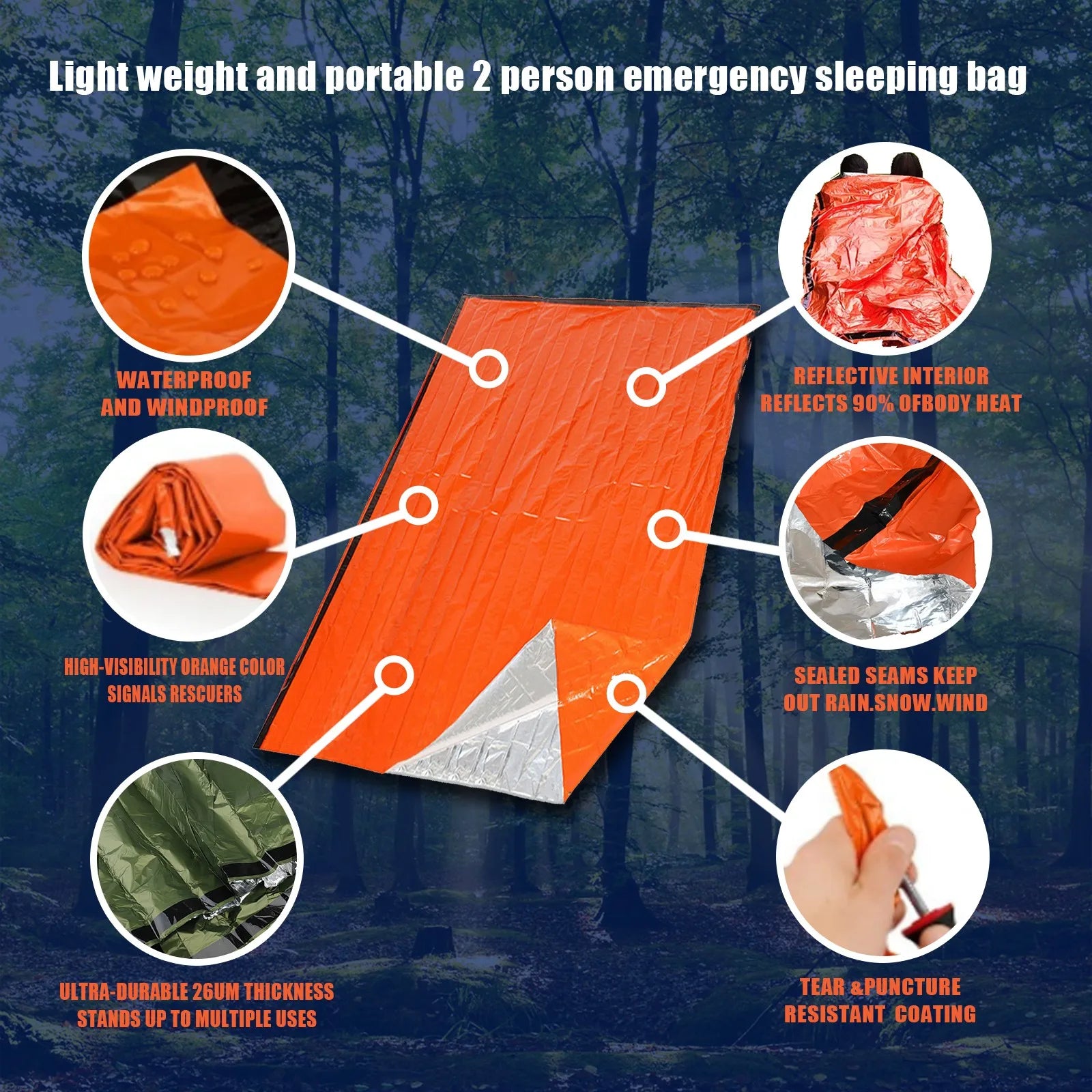 Emergency Thermal Sleeping Bag – Waterproof Survival Sack