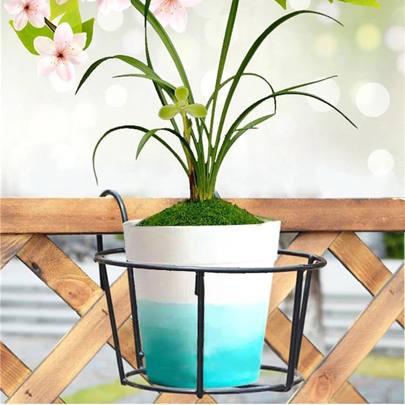 Iron Hanging Plant Rack for Balcony or Fence