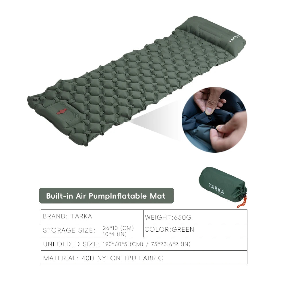 TARKA Self-Inflating Camping Mat – Air Cushion with Pillow for Hiking & Climbing