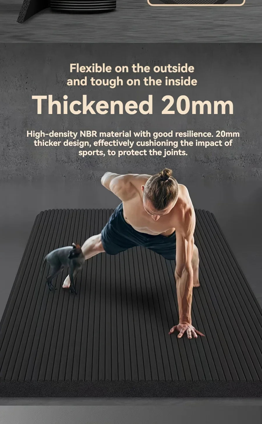 Thick Non-Slip Black Yoga Mat – Durable NBR Rubber