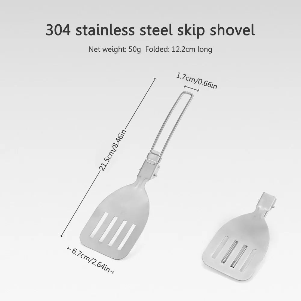 Folding Spatula Spoon – Stainless Steel Outdoor Cooking Tool