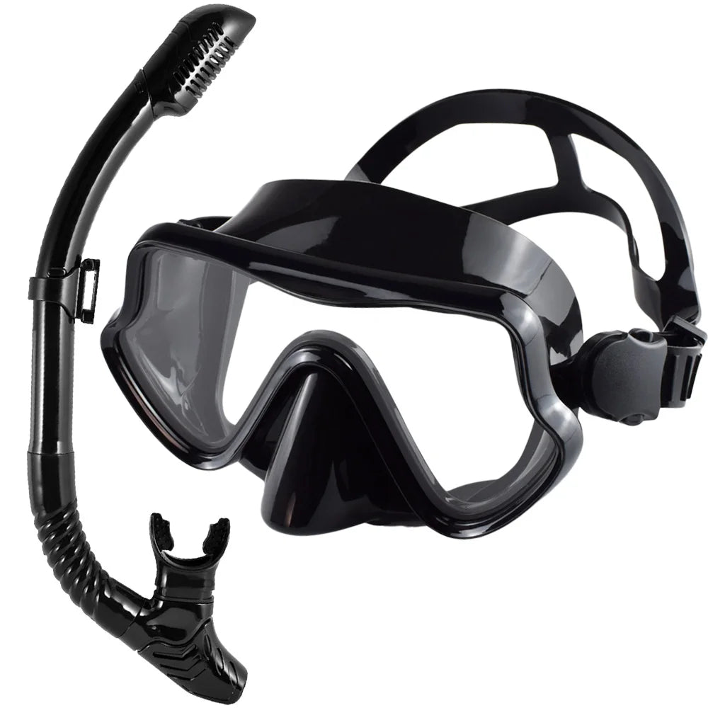 Adult Scuba Diving Mask & Snorkel Set – Tempered Glass Panoramic View