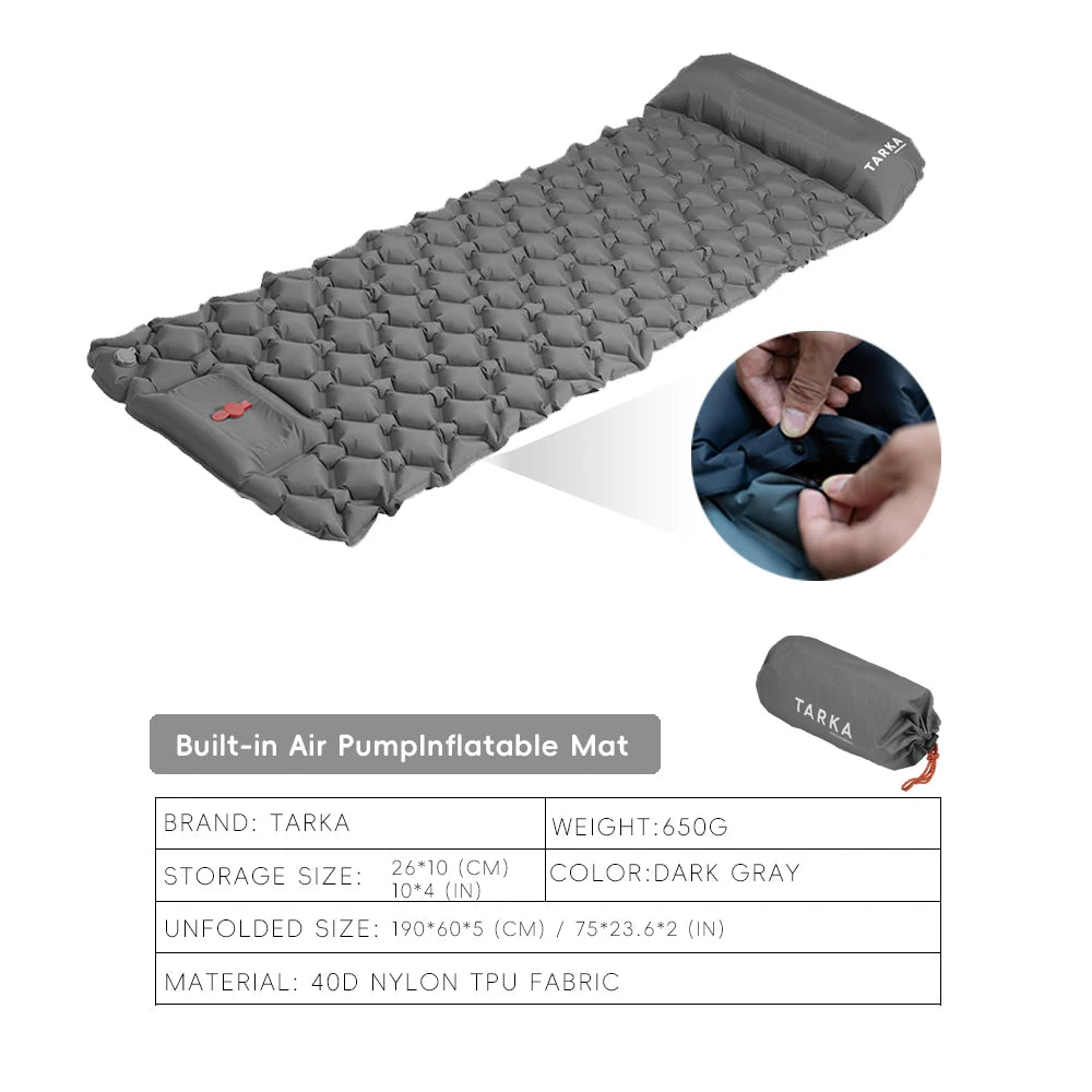 TARKA Self-Inflating Camping Mat – Air Cushion with Pillow for Hiking & Climbing