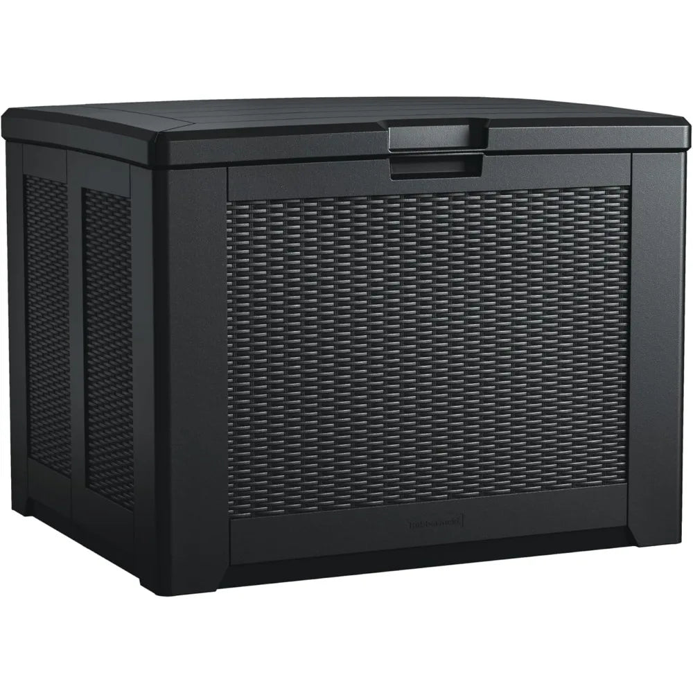 Weather-Resistant Black Deck Storage Box for Patio, Pool, and Garden Organization