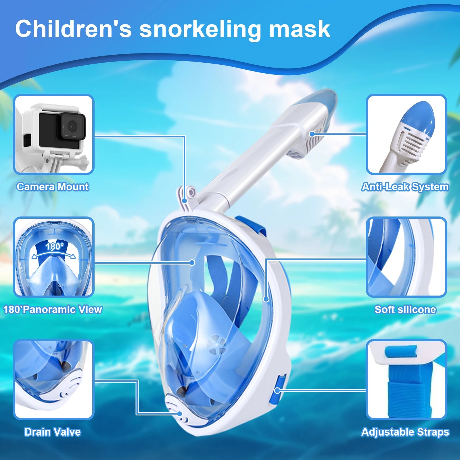 Children’s Full-Face Snorkeling Mask – Anti-Fog & Leak-Proof Design