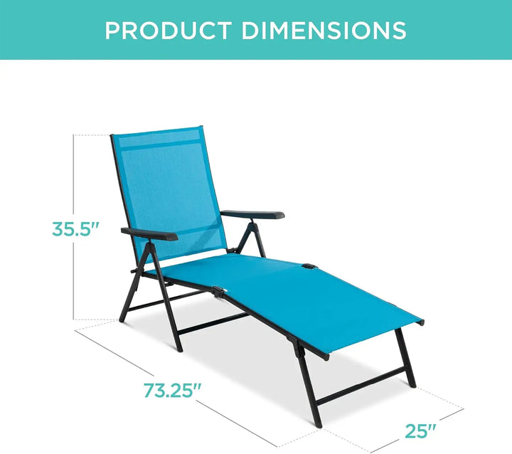 Set of 2 Adjustable Outdoor Patio Chaise Lounge Chairs – Folding Pool Loungers