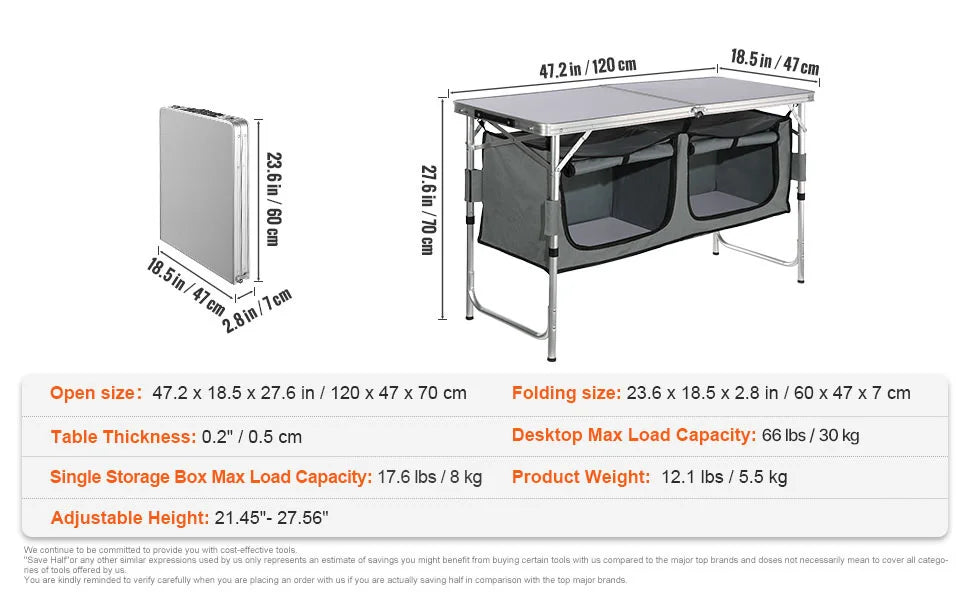 SucceBuy Folding Camping Kitchen Table – Quick Setup Outdoor Table