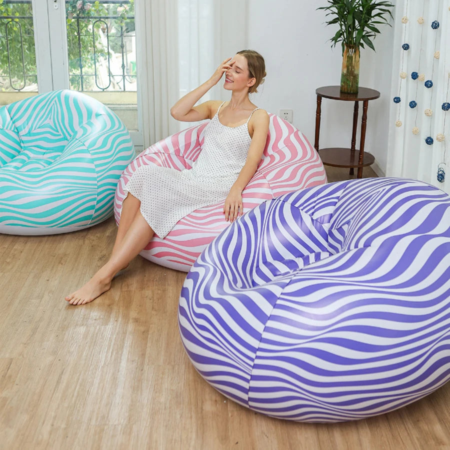 Large Inflatable PVC Lazy Sofa – Portable Lounger Bean Bag for Indoor & Outdoor