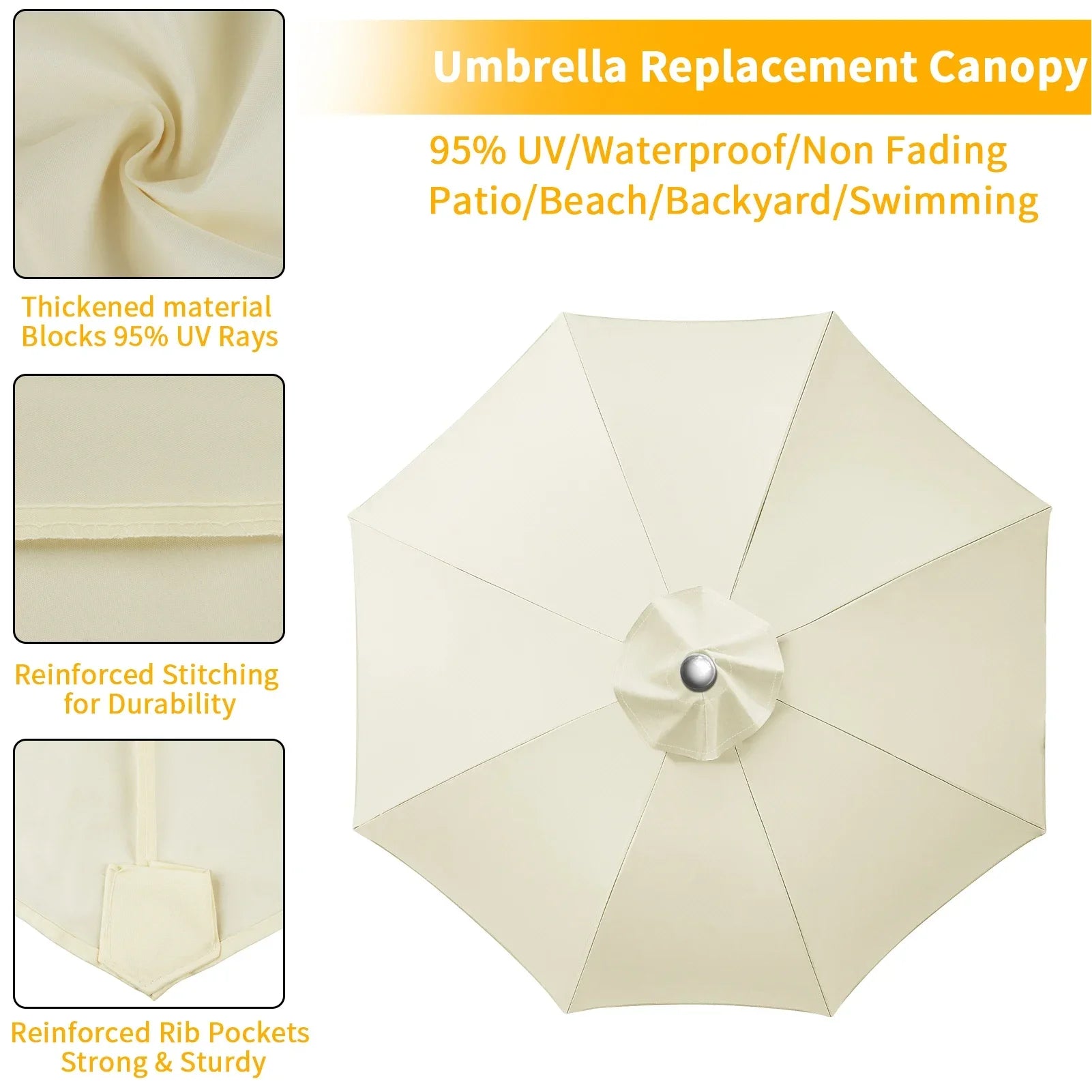 Replacement Parasol Canopy Cover with UV Protection