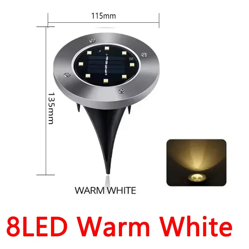 1/4/8Pcs Outdoor Solar Disk Lights – 8/20 LEDs Buried Landscape Spotlights for Garden, Lawn, Yard Decoration