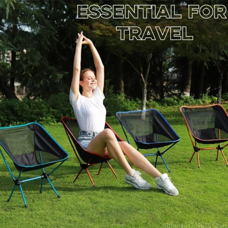 Ultralight Foldable Outdoor Chair – Camping, Fishing, Reclining Moon Chair