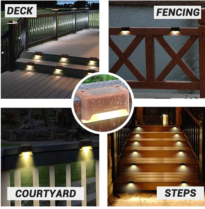 1/4/8/12Pcs Solar LED Step Lights – Waterproof Outdoor Deck & Stair Lamps for Garden, Patio, and Pathway Decor