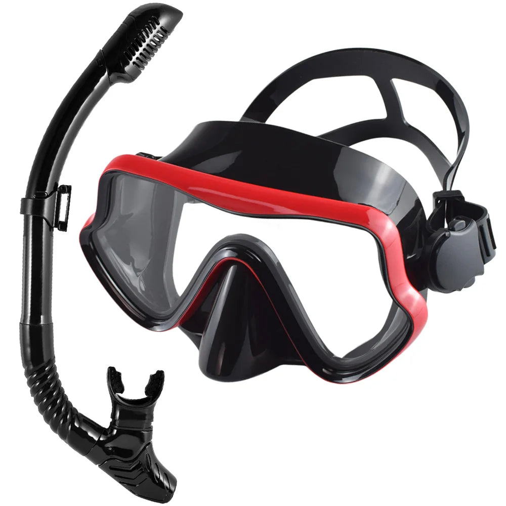 Adult Scuba Diving Mask & Snorkel Set – Tempered Glass Panoramic View
