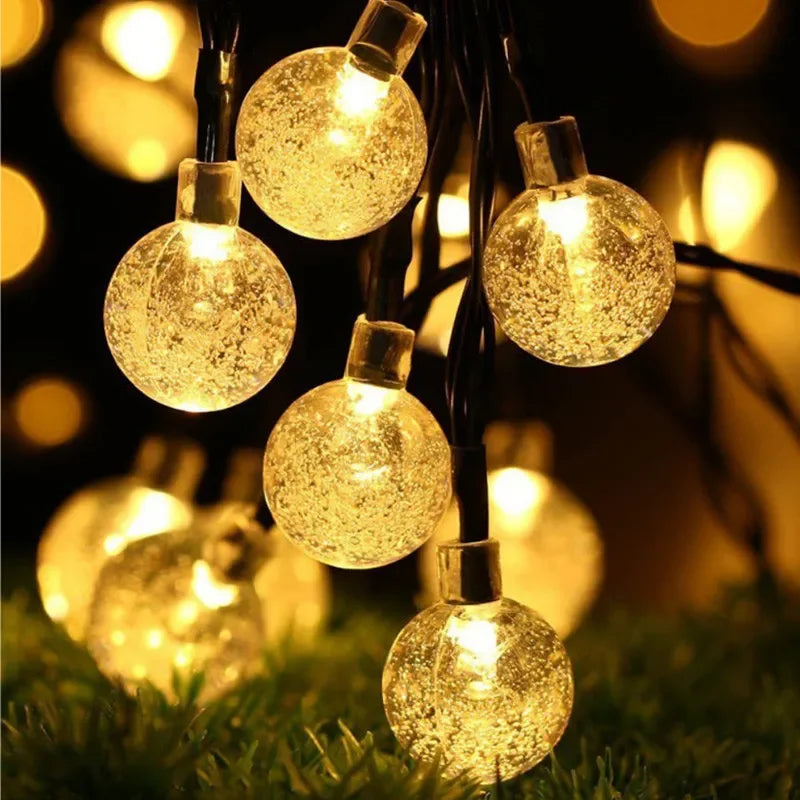 2024 Solar Crystal Globe String Lights – Waterproof IP65 LED Fairy Lights for Outdoor Garden, Patio, Party & Holiday Decor