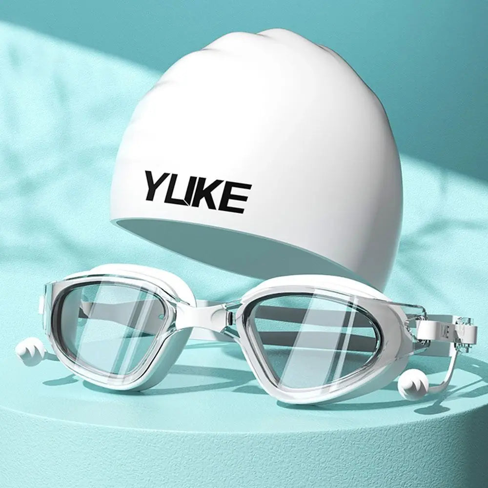 Portable Big Frame Silicone Swimming Goggles with Earplugs – HD Anti-Fog Eyewear