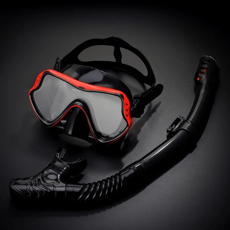 Professional Dry Snorkel Set – Panoramic Wide View Anti-Fog Diving Mask with Dry Tube
