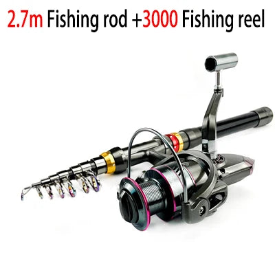Telescopic Carbon Fiber Fishing Rod & Reel Combo 1.8–3.6m