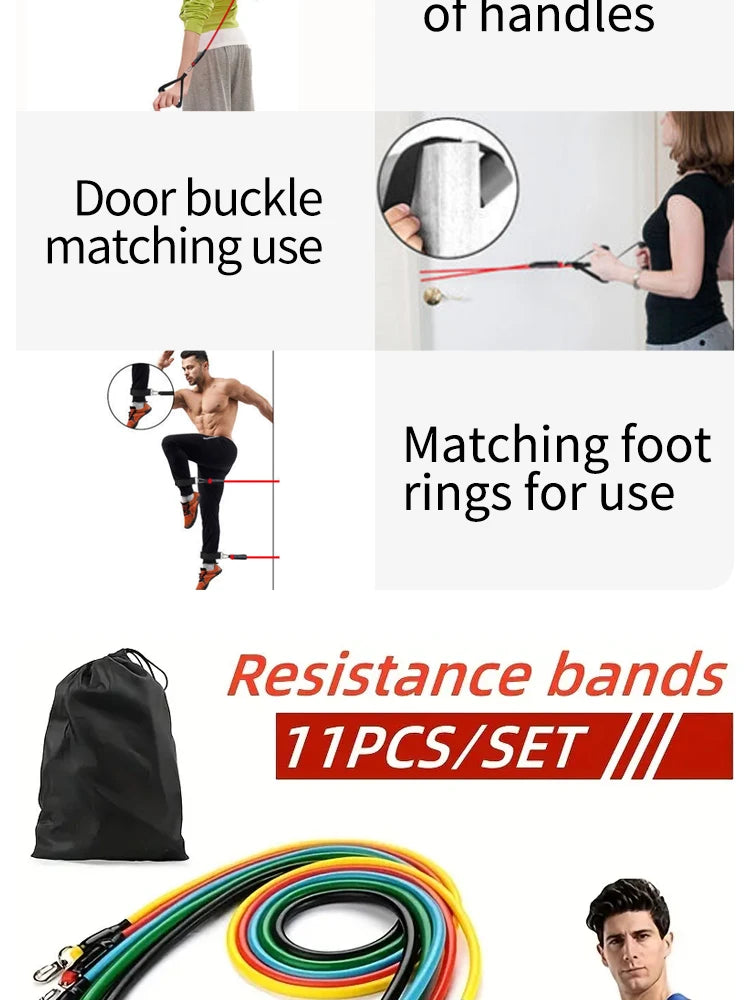 11-Piece TPE Resistance Band Set with Handles & Accessories