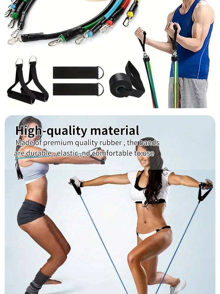 11-Piece TPE Resistance Band Set with Handles & Accessories