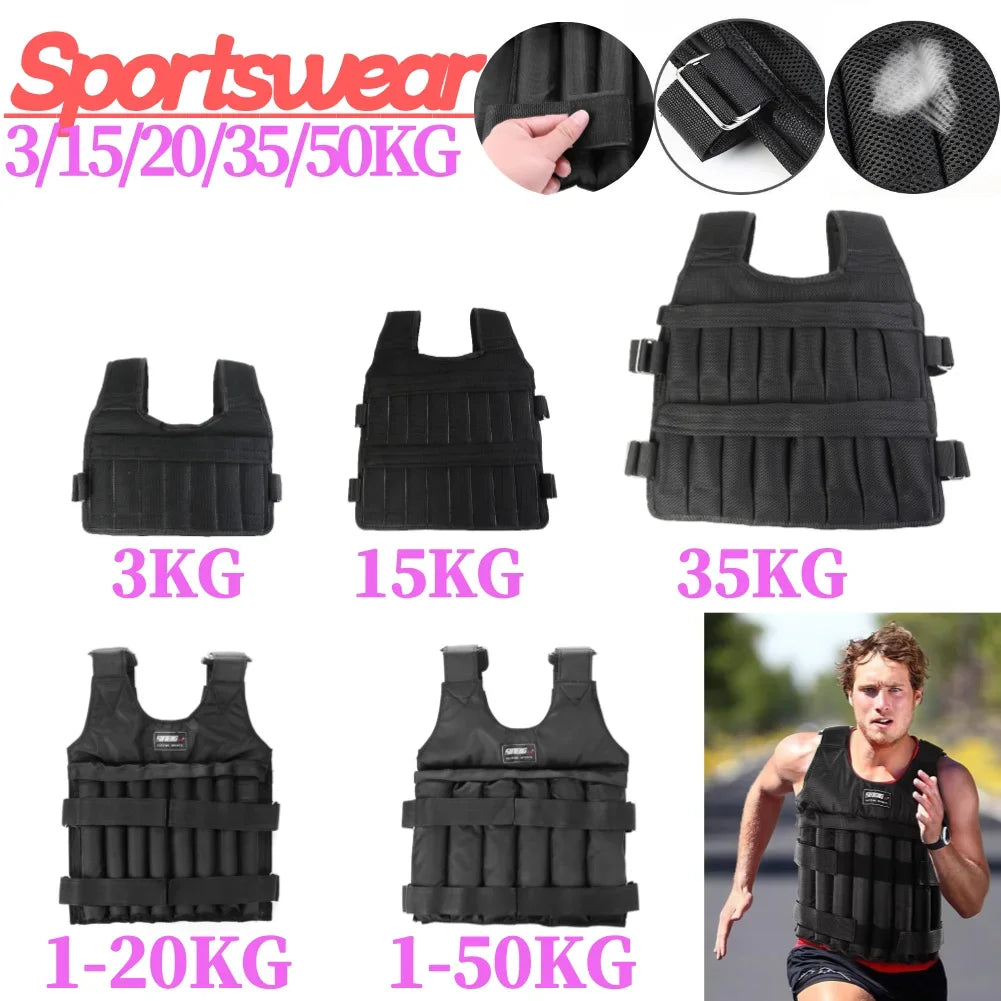 Adjustable Weighted Vest – 3-50KG Fitness Training Jacket