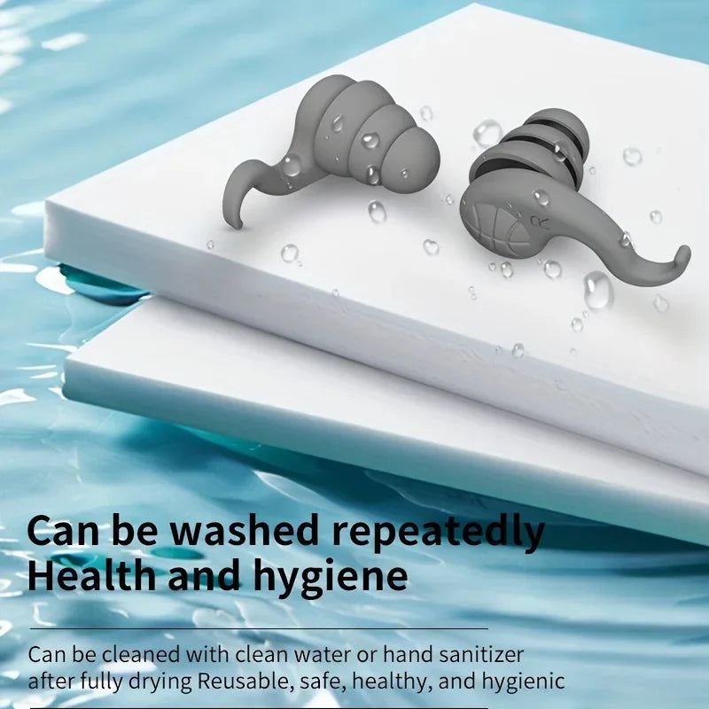 2PCS Waterproof Reusable Silicone Earplugs