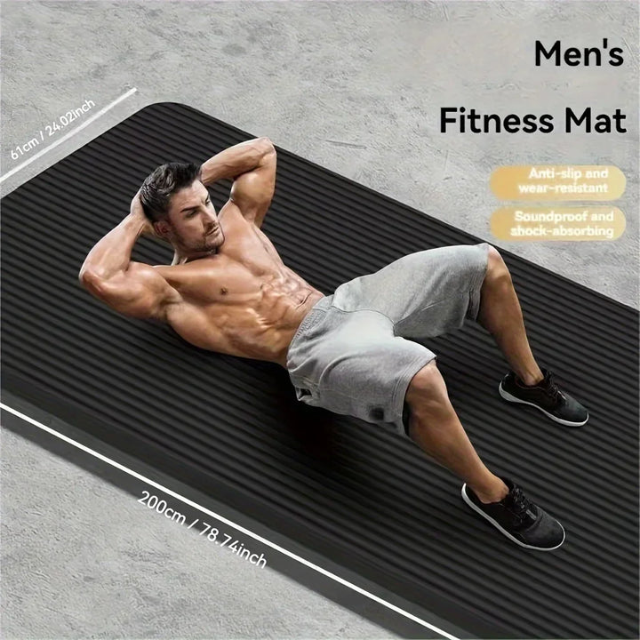 Thick Non-Slip Black Yoga Mat – Durable NBR Rubber